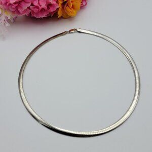 KC Italy 925 Sterling Silver Omega Choker Necklace 18" Gold Silver Reversible